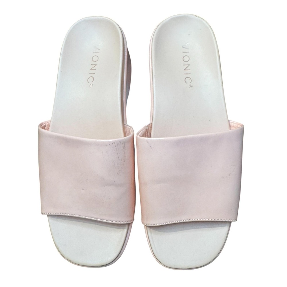 Vionic Shoes Womens Size 7.5 Pink Trista Slide Wedge Sandals Platform Comfort